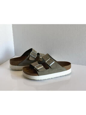 Papillio By Birkenstock Arizona Women 38/7 Olive Green Slide Platform Sandals